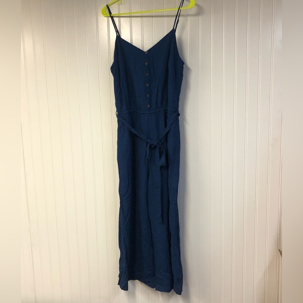 Becaal Blue Sleeveless V-Neck Jumpsuit Romper  Casual Resort Wear Large
